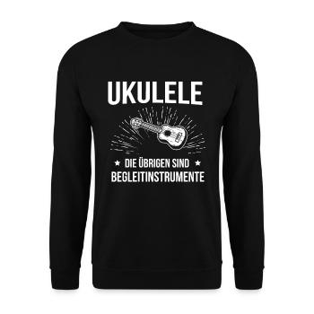 Ukulele Ukulele-Spieler Ukulelist - Unisex Pullover - Schwarz - Vorne - Alina (178cm) & Michal (187cm)