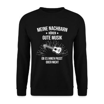 Ukulele Ukulele-Spieler Ukulelist - Unisex Pullover - Schwarz - Vorne - Alina (178cm) & Michal (187cm)