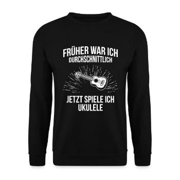 Ukulele Ukulele-Spieler Ukulelist - Unisex Pullover - Schwarz - Vorne - Alina (178cm) & Michal (187cm)