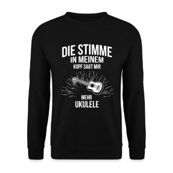 Ukulele Ukulele-Spieler Ukulelist - Unisex Pullover - Schwarz - Vorne - Alina (178cm) & Michal (187cm)