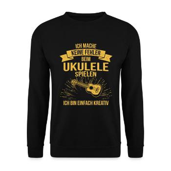 Ukulele Ukulele-Spieler Ukulelist - Unisex Pullover - Schwarz - Vorne - Alina (178cm) & Michal (187cm)