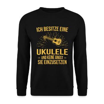 Ukulele Ukulele-Spieler Ukulelist - Unisex Pullover - Schwarz - Vorne - Alina (178cm) & Michal (187cm)