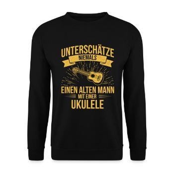 Ukulele Ukulele-Spieler Ukulelist - Unisex Pullover - Schwarz - Vorne - Alina (178cm) & Michal (187cm)