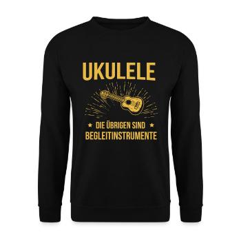 Ukulele Ukulele-Spieler Ukulelist - Unisex Pullover - Schwarz - Vorne - Alina (178cm) & Michal (187cm)