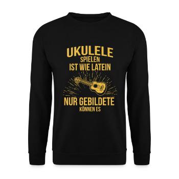 Ukulele Ukulele-Spieler Ukulelist - Unisex Pullover - Schwarz - Vorne - Alina (178cm) & Michal (187cm)