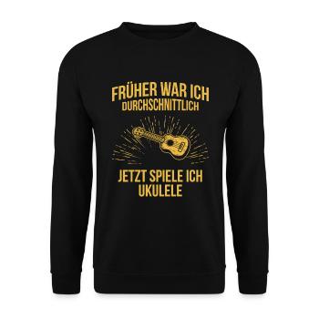 Ukulele Ukulele-Spieler Ukulelist - Unisex Pullover - Schwarz - Vorne - Alina (178cm) & Michal (187cm)