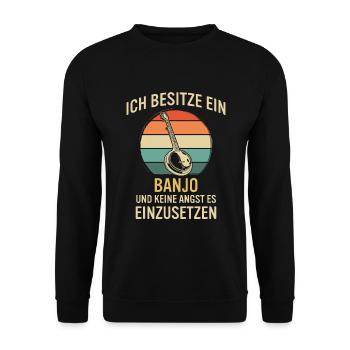 Banjo Banjospieler Banjoist - Unisex Pullover - Schwarz - Vorne - Alina (178cm) & Michal (187cm)