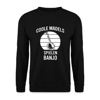 Banjo Banjospieler Banjoist - Unisex Pullover - Schwarz - Vorne - Alina (178cm) & Michal (187cm)
