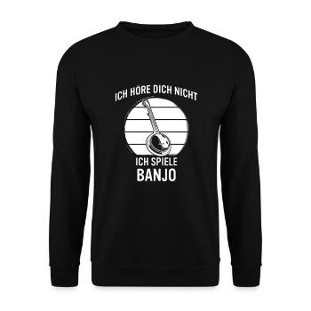Banjo Banjospieler Banjoist - Unisex Pullover - Schwarz - Vorne - Alina (178cm) & Michal (187cm)