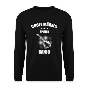 Banjo Banjospieler Banjoist - Unisex Pullover - Schwarz - Vorne - Alina (178cm) & Michal (187cm)
