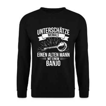 Banjo Banjospieler Banjoist - Unisex Pullover - Schwarz - Vorne - Alina (178cm) & Michal (187cm)