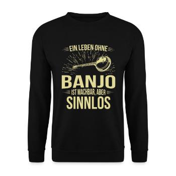 Banjo Banjospieler Banjoist - Unisex Pullover - Schwarz - Vorne - Alina (178cm) & Michal (187cm)