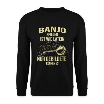 Banjo Banjospieler Banjoist - Unisex Pullover - Schwarz - Vorne - Alina (178cm) & Michal (187cm)