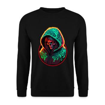 Bloodheavy Neon Acid Matroschka Dämon - Unisex Pullover - Schwarz - Vorne - Alina (178cm) & Michal (187cm)