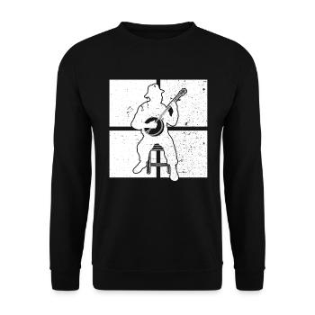 Banjo Banjospieler Banjoist - Unisex Pullover - Schwarz - Vorne - Alina (178cm) & Michal (187cm)