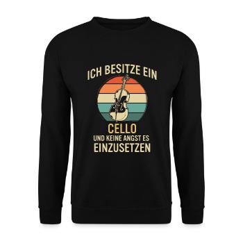 Cello Cellospieler Cellist - Unisex Pullover - Schwarz - Vorne - Alina (178cm) & Michal (187cm)
