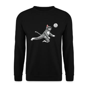 Drôle de joueur de volley-ball de chat - Sweat-shirt Unisexe - noir - Devant - Alina (178cm) & Michal (187cm)