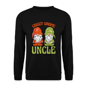 Gartenzwerg Onkel Gartenzwerge Crazy Gnome Uncle - Unisex Pullover - Schwarz - Vorne - Alina (178cm) & Michal (187cm)