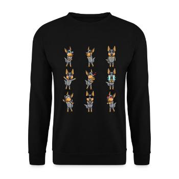 Émoticône Kawaii du bouvier australien Blue Heeler - Sweat-shirt Unisexe - noir - Devant - Alina (178cm) & Michal (187cm)