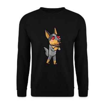 Bouvier australien Blue Heeler Kawaii amoureux - Sweat-shirt Unisexe - noir - Devant - Alina (178cm) & Michal (187cm)