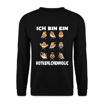 Rotkehlchen Vogel Rotkehlchenholic - Unisex Pullover - Schwarz - Vorne - Alina (178cm) & Michal (187cm)
