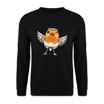 Robin Bird Kawaii Emoticon - Unisex Sweatshirt - black - Front - Alina (178cm) & Michal (187cm)