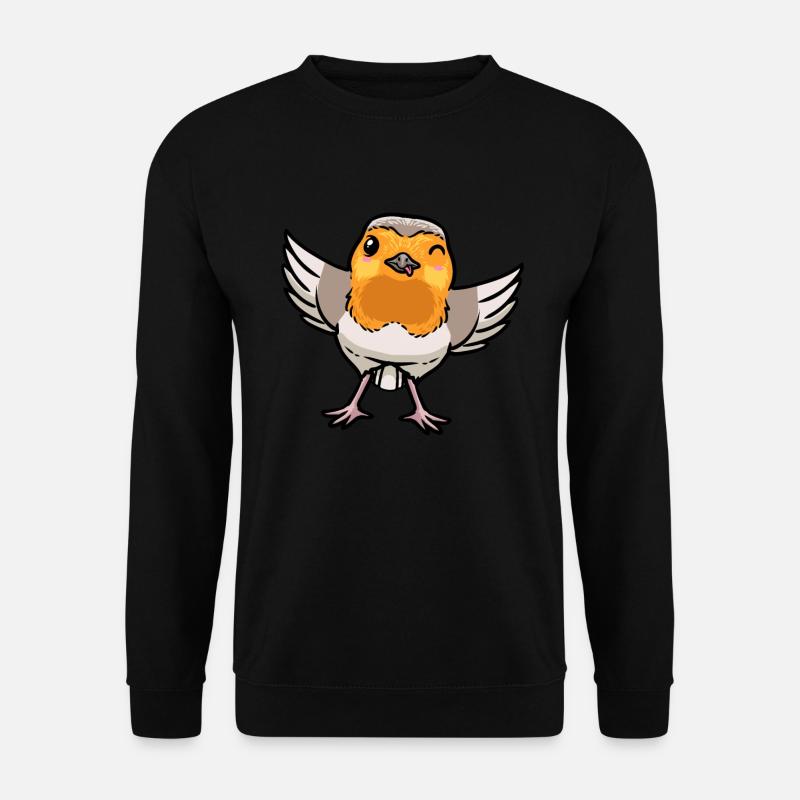 Rotkehlchen Vogel Kawaii Emoticon - Unisex Pullover - Schwarz