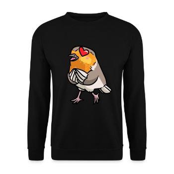 Robin Bird In Love Kawaii Emoticon - Unisex Sweatshirt - black - Front - Alina (178cm) & Michal (187cm)