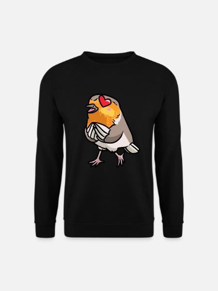 Robin Bird In Love Kawaii Emoticon - Sweat-shirt Unisexe - noir
