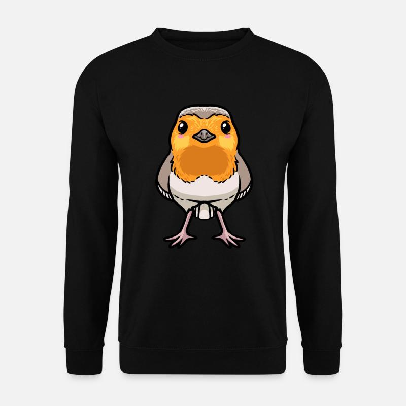 Rotkehlchen Vogel Kawaii Emoticon - Unisex Pullover - Schwarz
