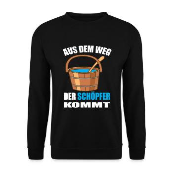 Aus dem Weg der Schöpfer kommt - Unisex Pullover - Schwarz - Vorne - Alina (178cm) & Michal (187cm)