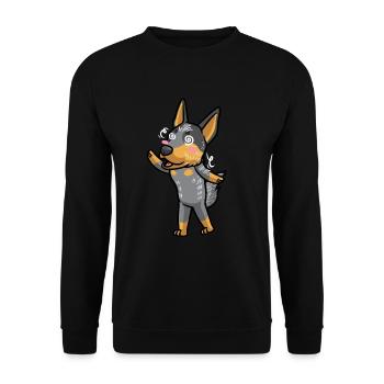 Émoticône Kawaii du bouvier australien Blue Heeler - Sweat-shirt Unisexe - noir - Devant - Alina (178cm) & Michal (187cm)