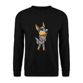 Australian Cattle Hund Blue Heeler Kawaii Emoticon - Unisex Pullover - Schwarz - Vorne - Alina (178cm) & Michal (187cm)