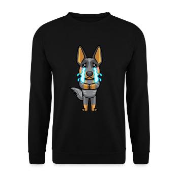 Australian Cattle Hund Blue Heeler Kawaii Emoticon - Unisex Pullover - Schwarz - Vorne - Alina (178cm) & Michal (187cm)