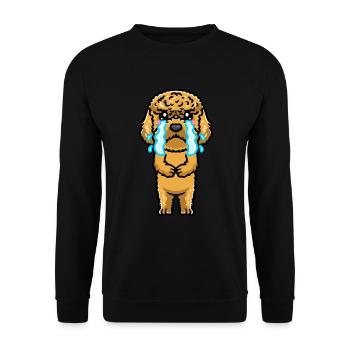 Kawaii Cockapoo Hund Traurig Weinen Emoticon - Unisex Pullover - Schwarz - Vorne - Alina (178cm) & Michal (187cm)