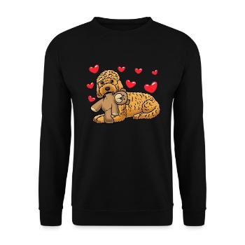Kawaii Cockapoo Hund Mit Kuscheltier - Unisex Pullover - Schwarz - Vorne - Alina (178cm) & Michal (187cm)