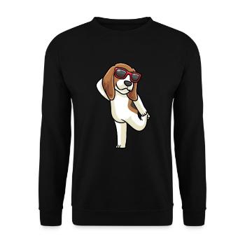 Chien Beagle dansant avec des lunettes de soleil - Sweat-shirt Unisexe - noir - Devant - Alina (178cm) & Michal (187cm)