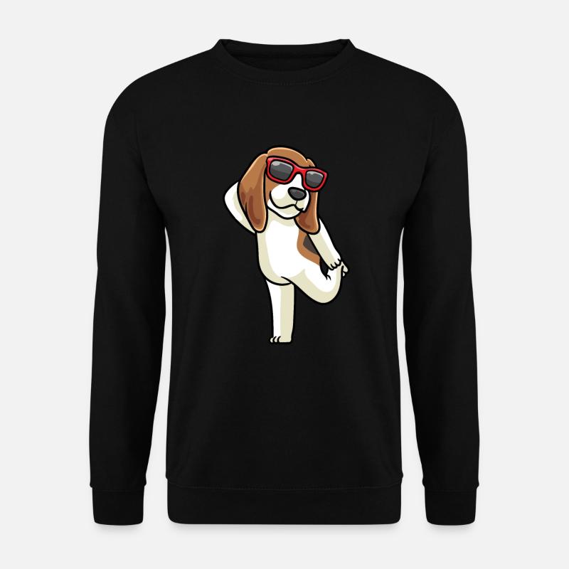 Beagle dog dancing with sunglasses - Unisex Sweatshirt - black