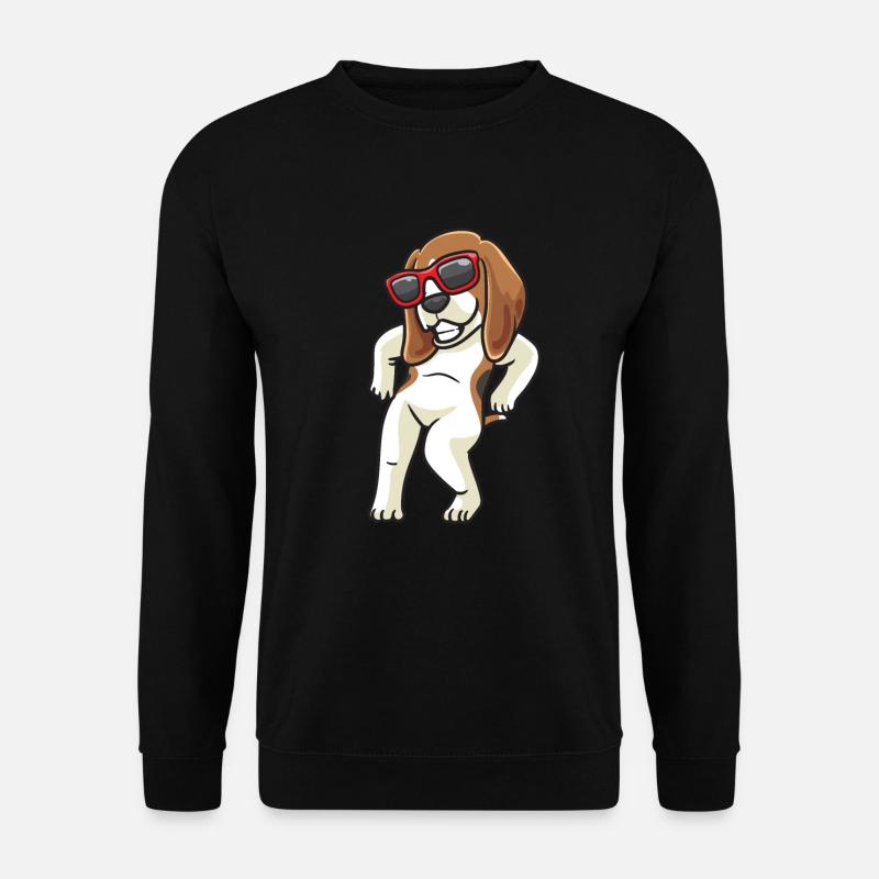 Beagle dog dancing with sunglasses - Unisex Sweatshirt - black