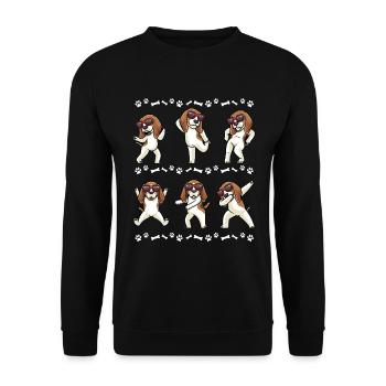Chien Beagle dansant avec des lunettes de soleil - Sweat-shirt Unisexe - noir - Devant - Alina (178cm) & Michal (187cm)