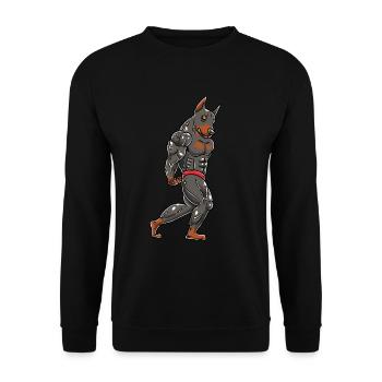 Doberman Dog Gym Bodybuilder - Unisex Sweatshirt - black - Front - Alina (178cm) & Michal (187cm)