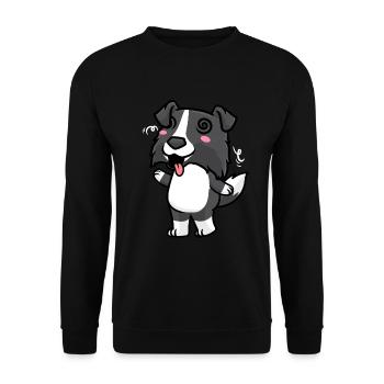 Border Collie Chien Emoticon Chiens - Sweat-shirt Unisexe - noir - Devant - Alina (178cm) & Michal (187cm)