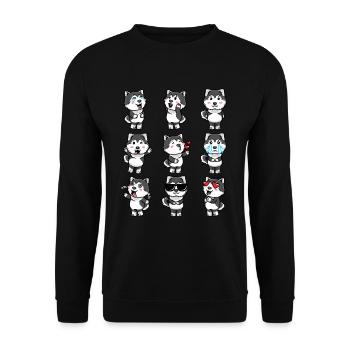 Émoticônes de chiens Pomsky - Sweat-shirt Unisexe - noir - Devant - Alina (178cm) & Michal (187cm)