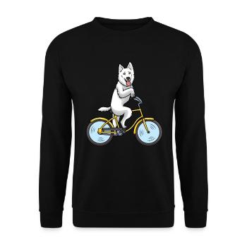 Berger Blanc Suisse Dog Swiss Shepherd with - Unisex Sweatshirt - black - Front - Alina (178cm) & Michal (187cm)