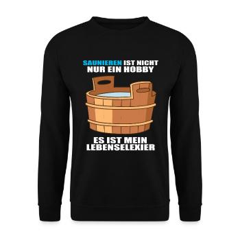 Saunieren Sauna Saunameister Wellness Erholung - Unisex Pullover - Schwarz - Vorne - Alina (178cm) & Michal (187cm)
