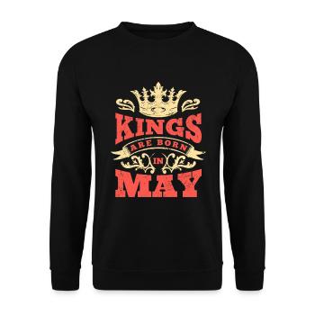 Les rois sont nés en mai mai mai - Sweat-shirt Unisexe - noir - Devant - Alina (178cm) & Michal (187cm)
