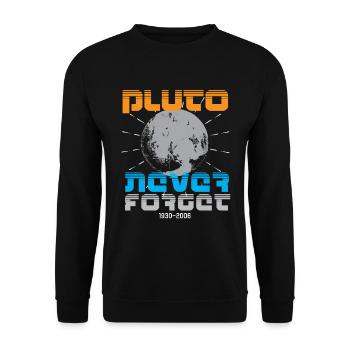 Sonnensystem Pluto Vergiss Niemals 30-06 - Unisex Pullover - Schwarz - Vorne - Alina (178cm) & Michal (187cm)