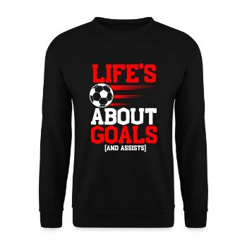 Football is all about goals and assists - Unisex Sweatshirt - black - Front - Alina (178cm) & Michal (187cm)
