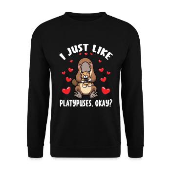 Kawaii platypus with plush platypus - Unisex Sweatshirt - black - Front - Alina (178cm) & Michal (187cm)