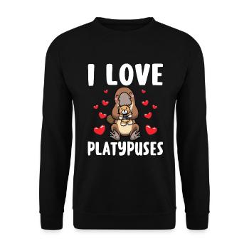 I love platypuses Platypus - Unisex Sweatshirt - black - Front - Alina (178cm) & Michal (187cm)